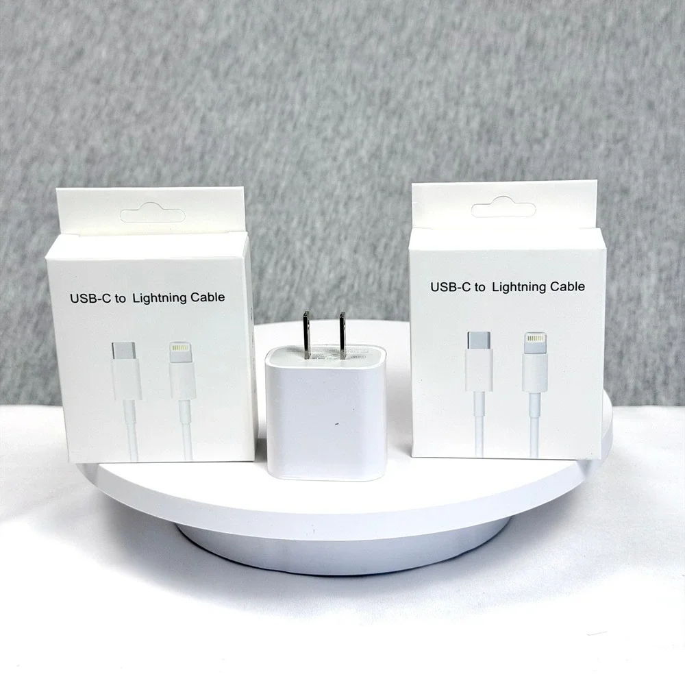 20W USB-C Power Adapter Wall Charger & 2 USB-C to Lightning Cables White